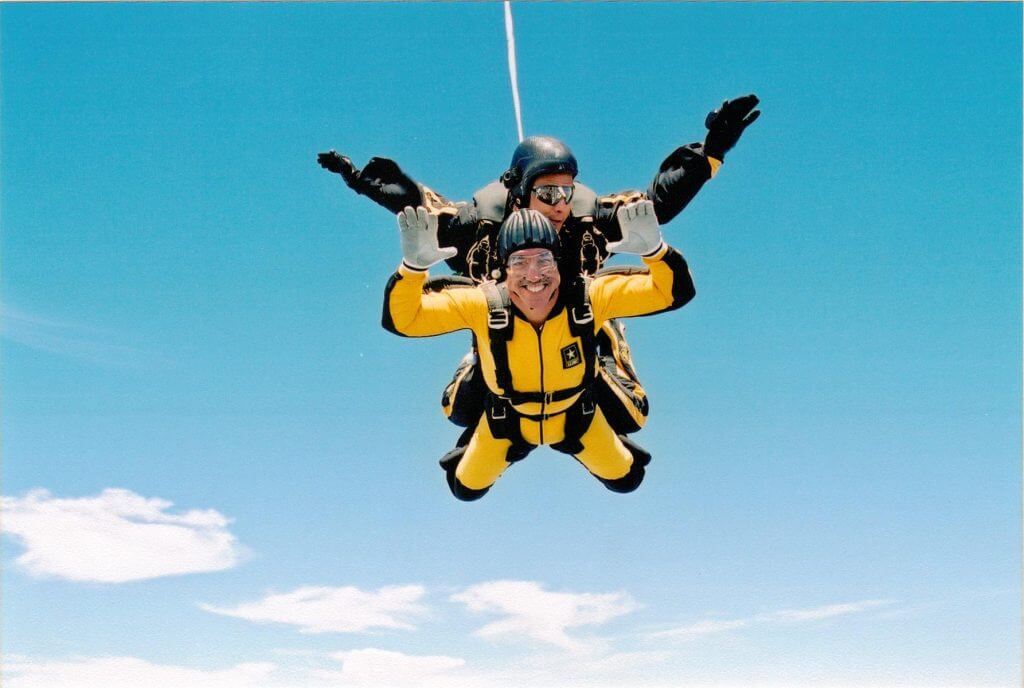 Paul Entrekin skydiving with the Golden Knights